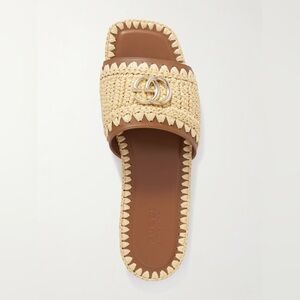 GUCCI
AUTHENTIC Marmont GG leather and raffia slides SIZE 38